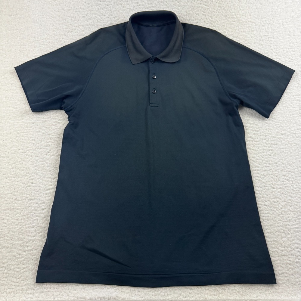Lululemon Polo Shirt Mens Large Navy Blue  Short Sleeve Performance Golf FADED**